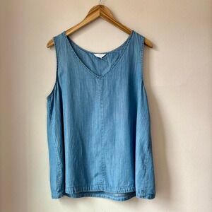 Blue Chambray Denim Relaxed Fit Tank Top Size XL